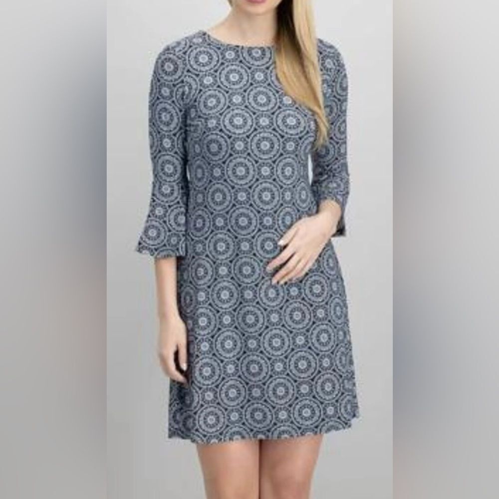 Tommy Hilfiger Blue White Mandala Jersey Knit Dress 4 NWT